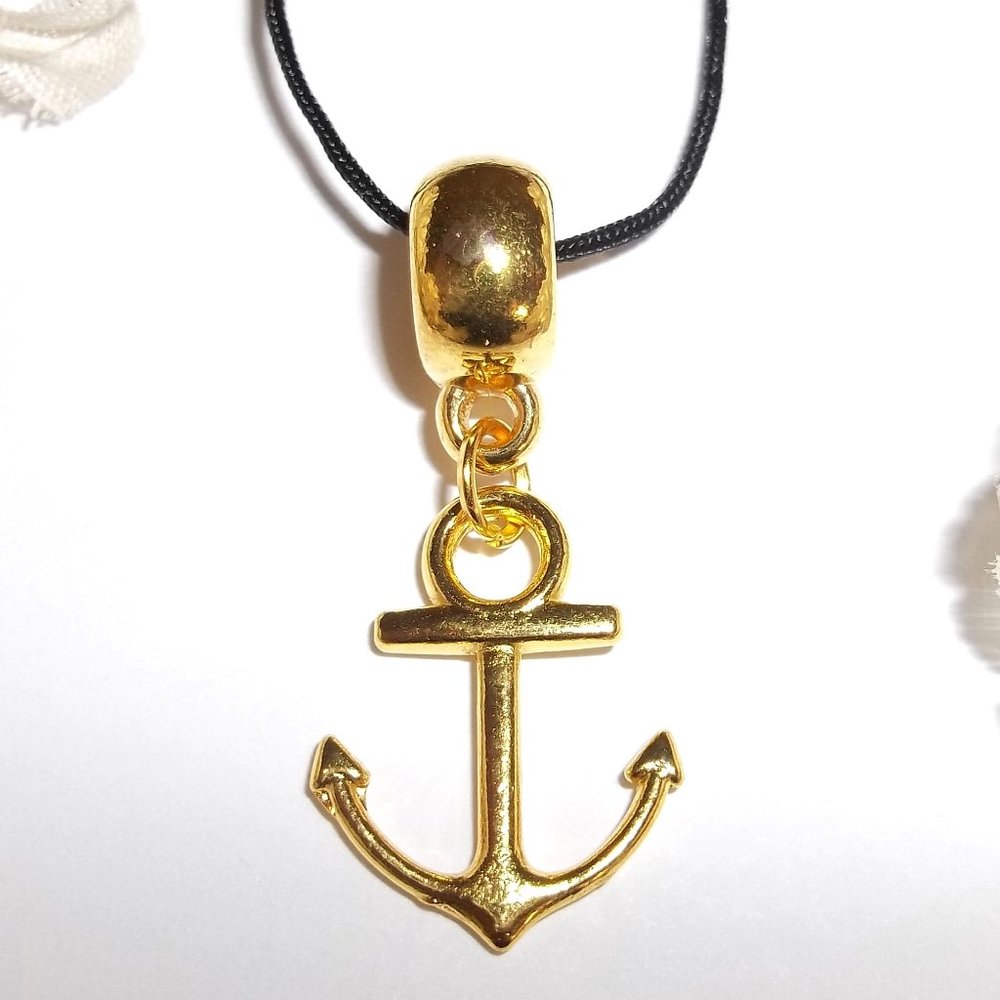 Gold Anchor Necklace Pendant Beach Nautical Theme Jewelry Unisex Style NWT A667